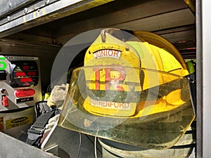 Junior Firefighter Helmet and Gear, Rutherford, NJ, USA