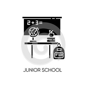 Junior school black glyph icon