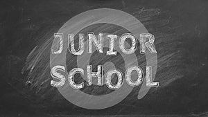 Junior school. Text on blackboard