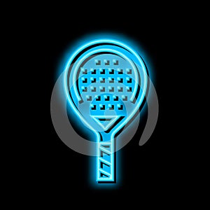 junior tennis racquet neon glow icon illustration