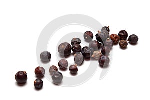 Juniper berry group isolated on white background photo