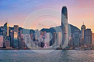 Junk boat in Hong Kong Victoria Harbour