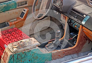 Junk car interior