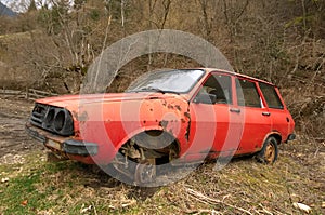Old red junk car