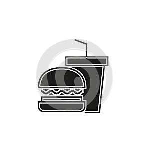 junk food icon - fast food icon - burger sandwich with soda drink