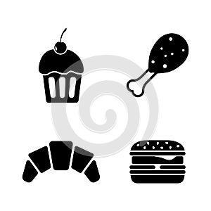 Junk Food. Simple Related Vector Icons