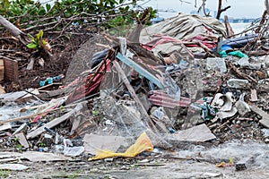 Junk site indicating disaster like tsunami, earthquake, tornado or typhoon