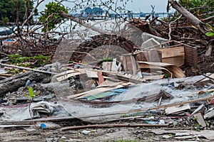 Junk site indicating disaster like tsunami, earthquake, tornado or typhoon