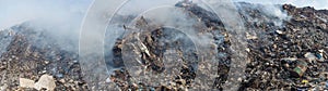 Junk yard panorama landscape full of litter, plastic bottles and other trash at the Thilafushi island