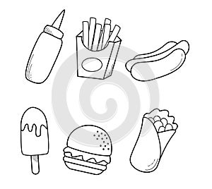 Junkfood hand drawn icon set