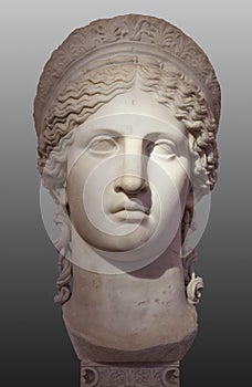 The Juno Ludovisi also called Hera Ludovisi. Colossal Roman marble head from an acrolithic statue of Antonia Minor as the goddes