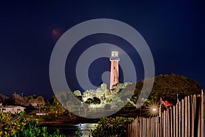 Jupiter florida inlet lighthouse at night photo