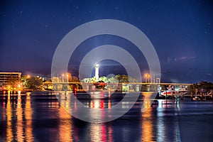 Jupiter florida inlet lighthouse at night