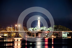 Jupiter florida inlet lighthouse at night