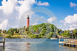 Jupiter, Florida, USA inlet and light house