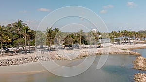 Jupiter Inlet in Florida, sunset aerial view