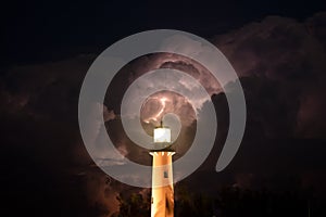 Jupiter Inlet Lighthouse During a Lightning Storm