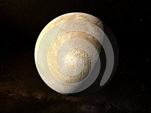 Jupiter moon Europe - High resolution 3D Rendering images presents planets of the solar system.