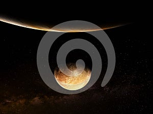 Jupiter moon Europe - High resolution 3D Rendering images presents planets of the solar system.