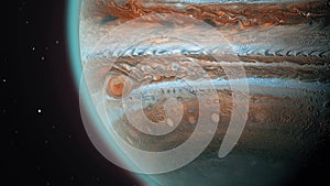 Jupiter planet 3d rendering. Solar system`s gas giant Jupiter on space