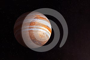 Jupiter planet, on a dark background, from below. Elements of this image were furnished by NASA