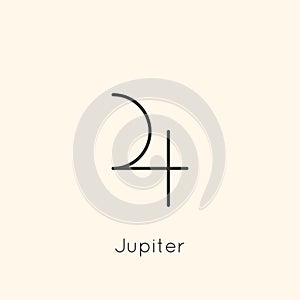 Jupiter Planet Icon in Minimal Liner Trendy Style. Vector Astrological Sign for Logo, Tattoo, Calendar , Horoscope