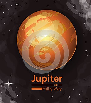 Jupiter planet milky way style icon vector design