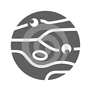 Jupiter, planet, science, universe, astronomy icon.Gray vector sketch.