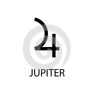 Jupiter. Planet symbol. Vector black sign on white. Astrological calendar. Jyotisha. Hinduism, Indian or Vedic astrology photo