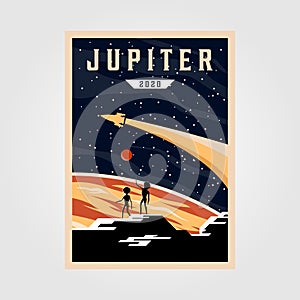 Jupiter poster background illustration, space vintage poster vector illustration design