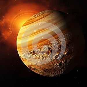 Jupiter A Stunning Retro Sci-fi Planet With Golden Light