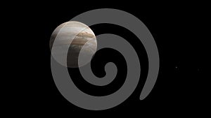 Jupiter with text space on the right. Ultra realistic 3D Jupiter and stars. Jupiter from space. 3D render., The Jupiter planet and