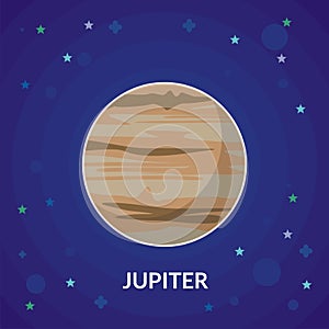 Jupiter Vector Illustration, with star and blue background