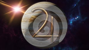 Jupiter zodiac horoscope symbol and planet. 3D rendering photo