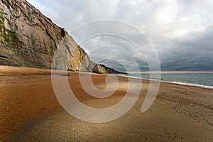 The Jurassic Coastline and cliffs at Whale Chine in the Isle Of wight