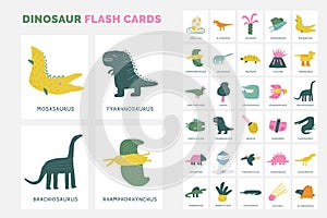 Jurassic period dinosaur era flashcards set