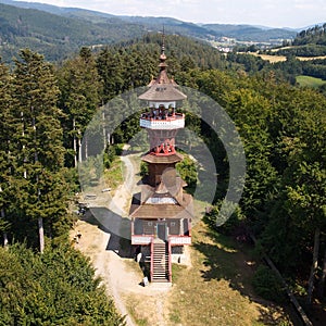 JurkoviÃÂova lookout tower in the Beskydy Mountains.  photo
