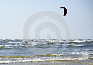 Jurmala (Latvia). Surfing with a parachute