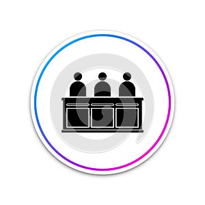 Jurors icon isolated on white background. Circle white button