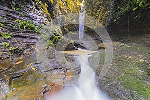 Jurug Putri waterfall in the tropical forest of Purworejo, Indonesia