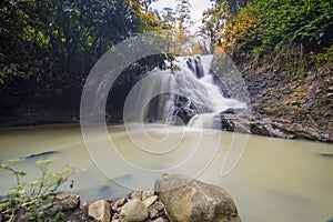 Jurug Putri waterfall in the tropical forest of Purworejo, Indonesia