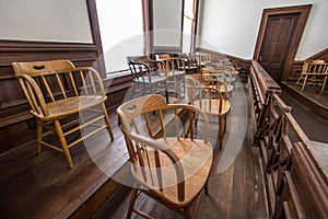 Jury Box In Courtroom Interior
