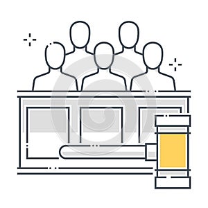 Jury related color line vector icon, illustration