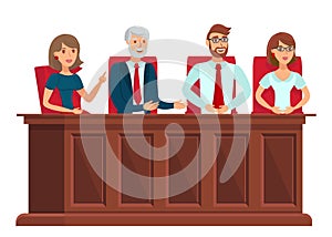 Jury Trial Representatives Vector Illustration