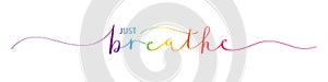 JUST BREATHE colorful brush calligraphy banner