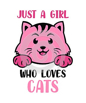 Just A Girl Who Loves Cats Shirt Design