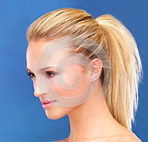 Just so gorgeously fresh and clear - the natural appeal of a beauty queen. Isolated portrait of a gorgeous blonde woman