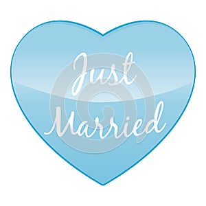 Just married. Blue heart. Vector illustration.