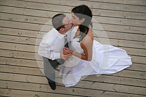 Just Married - bride and groom dancing