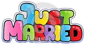 Just married cartoon sign